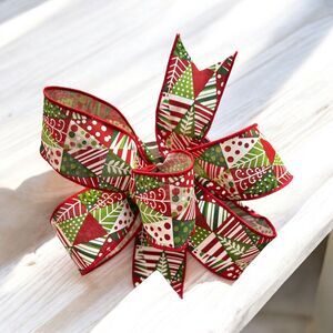Christmas Triangle Multi Tree Wired Edge Bow 12in